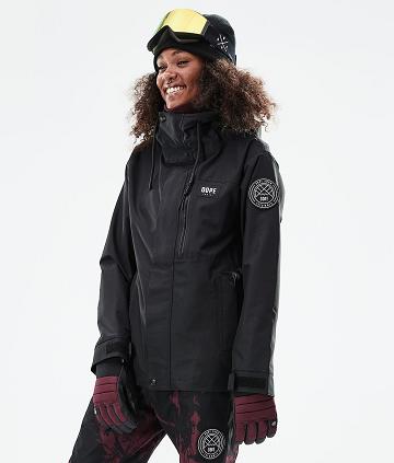 Dope Blizzard W Full Zip 2021 Snowboardjakker Dame Sort | DKYU3466