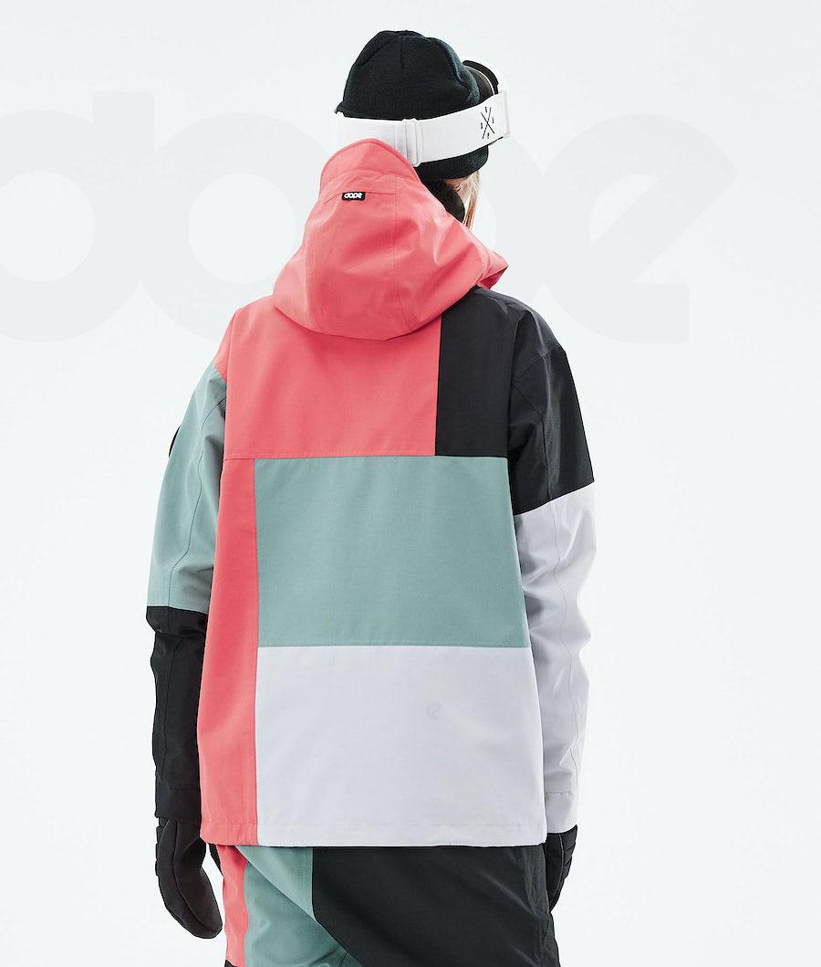 Dope Blizzard LE W Limited Edition Patchwork Skijakker Dame Rød Grøn | DKHK3612