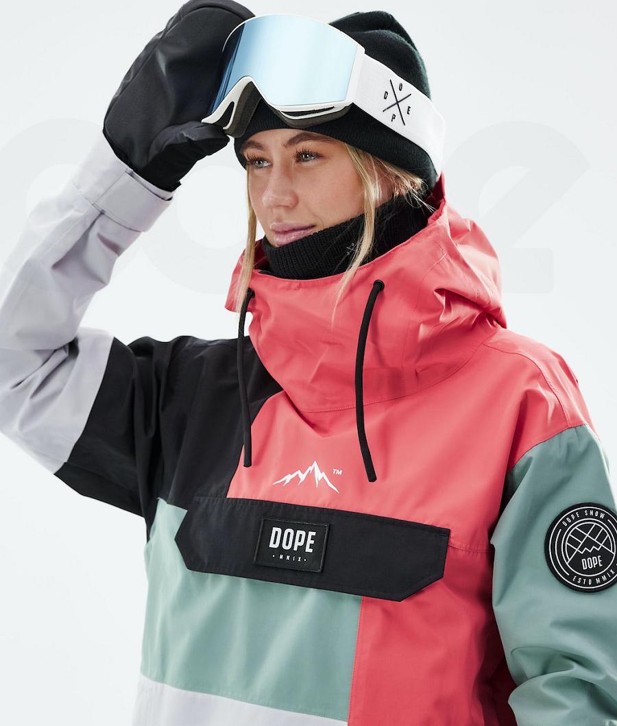 Dope Blizzard LE W Limited Edition Patchwork Snowboardjakker Dame Rød Grøn | DKWY3443