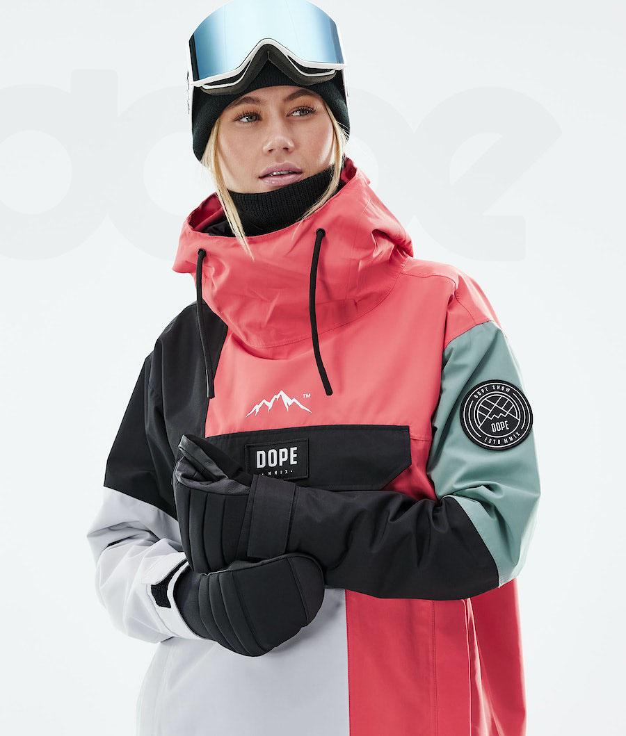 Dope Blizzard LE W Limited Edition Patchwork Snowboardjakker Dame Rød Grøn | DKWY3443