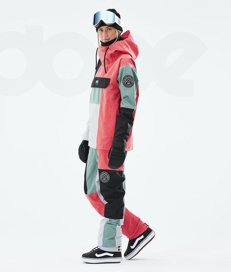 Dope Blizzard LE W Limited Edition Patchwork Snowboardjakker Dame Rød Grøn | DKWY3443