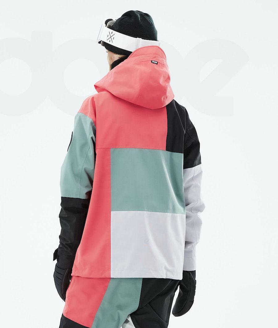 Dope Blizzard LE W Limited Edition Patchwork Snowboardjakker Dame Rød Grøn | DKWY3443