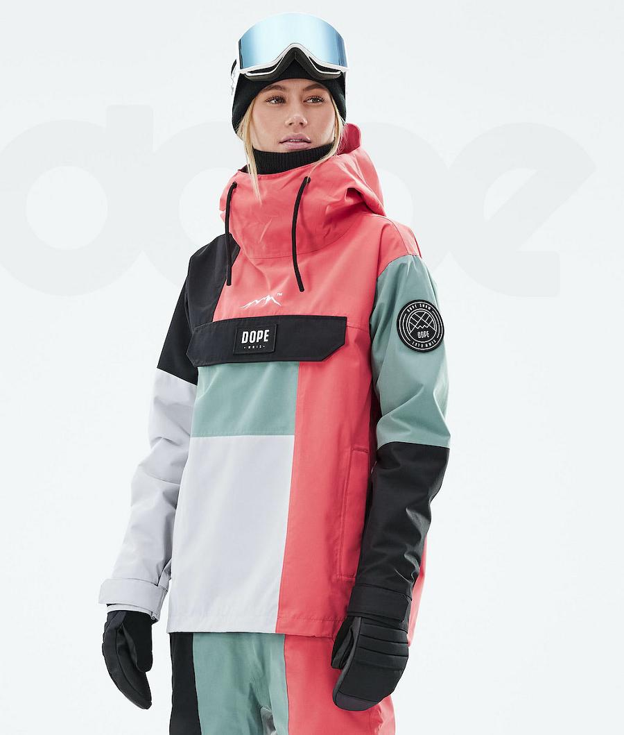 Dope Blizzard LE W Limited Edition Patchwork Snowboardjakker Dame Rød Grøn | DKWY3443