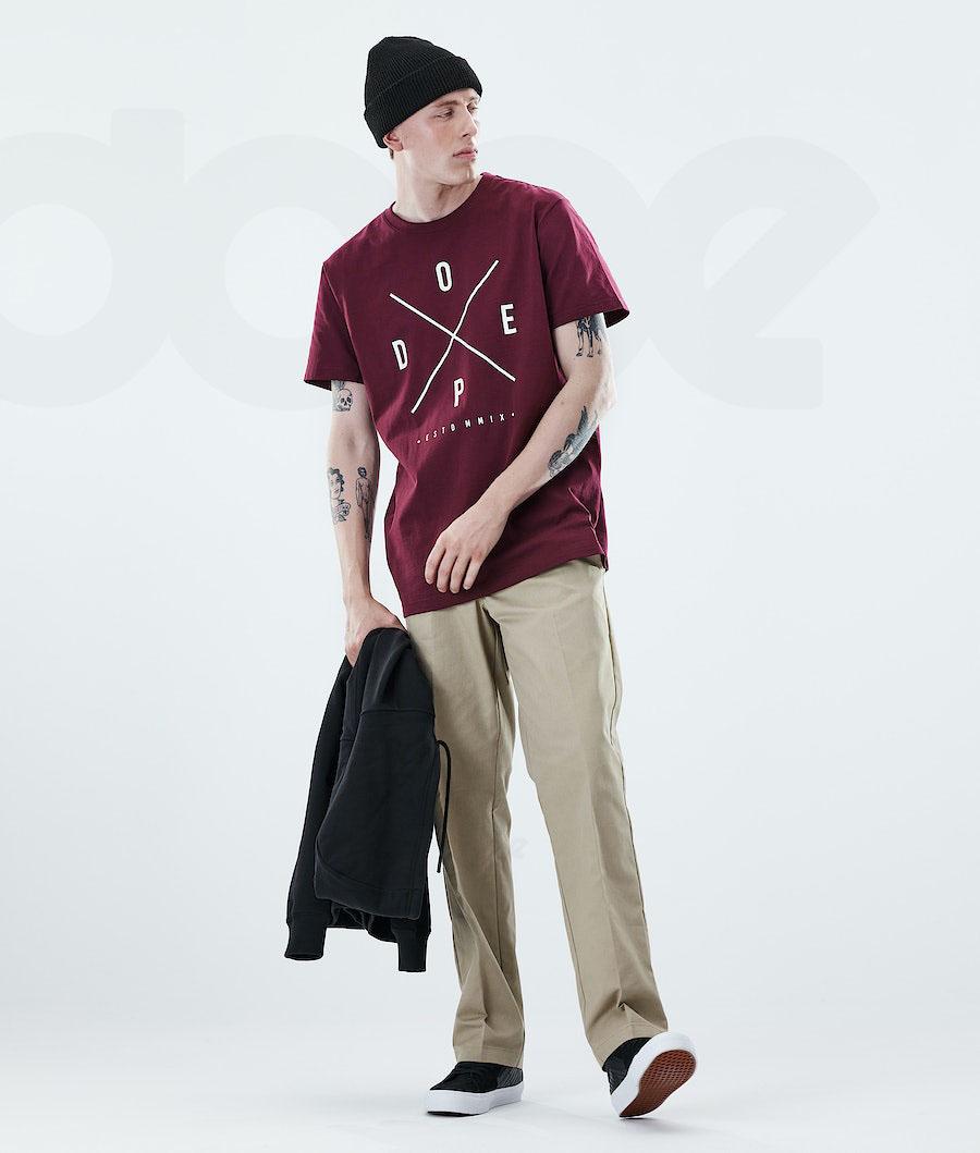 Dope Daily 2X-UP T Shirts Herre Bordeaux | DKGL2979