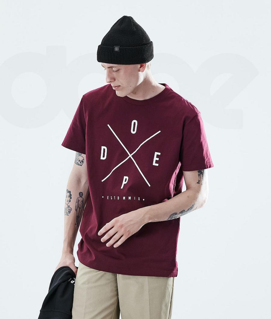 Dope Daily 2X-UP T Shirts Herre Bordeaux | DKGL2979