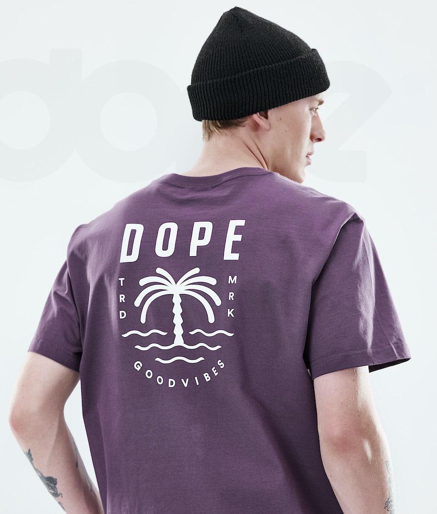 Dope Daily Palm T Shirts Herre Lilla | DKSO2982