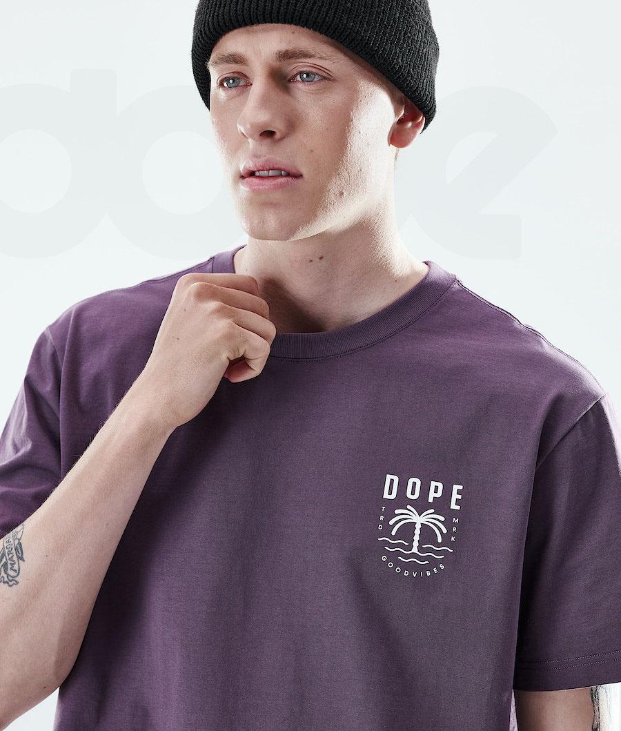 Dope Daily Palm T Shirts Herre Lilla | DKSO2982