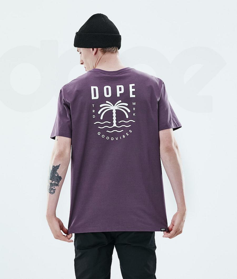 Dope Daily Palm T Shirts Herre Lilla | DKSO2982