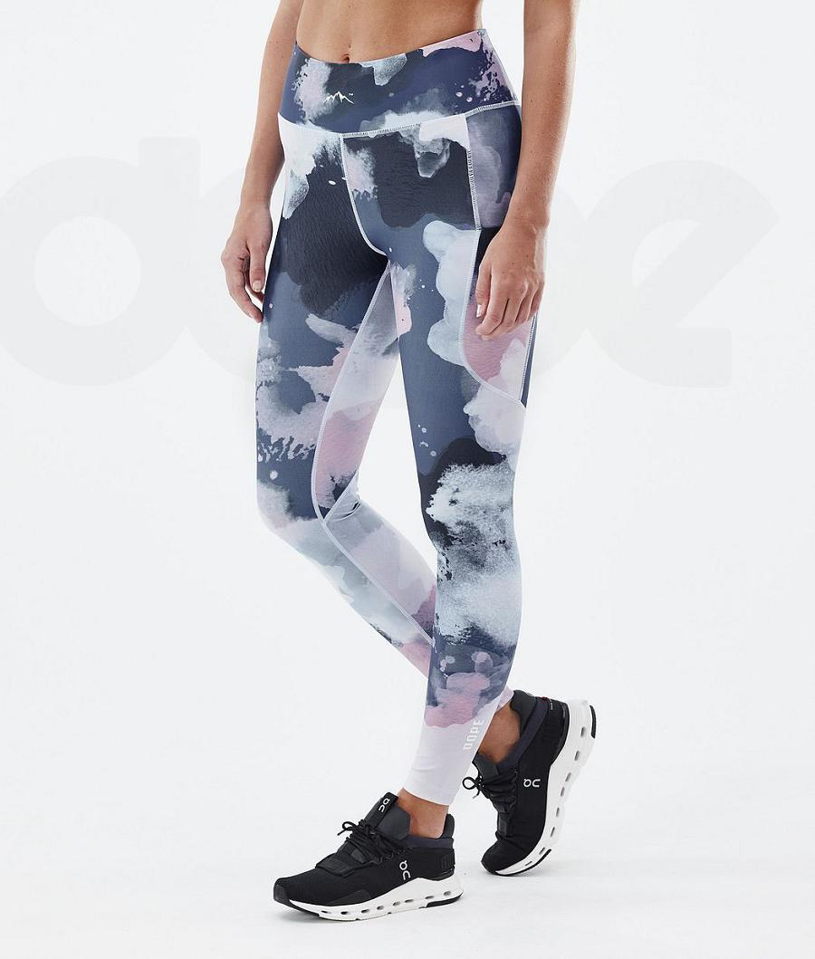 Dope Lofty Tech Leggings Dame Blå Flerfarvede | DKOR3800