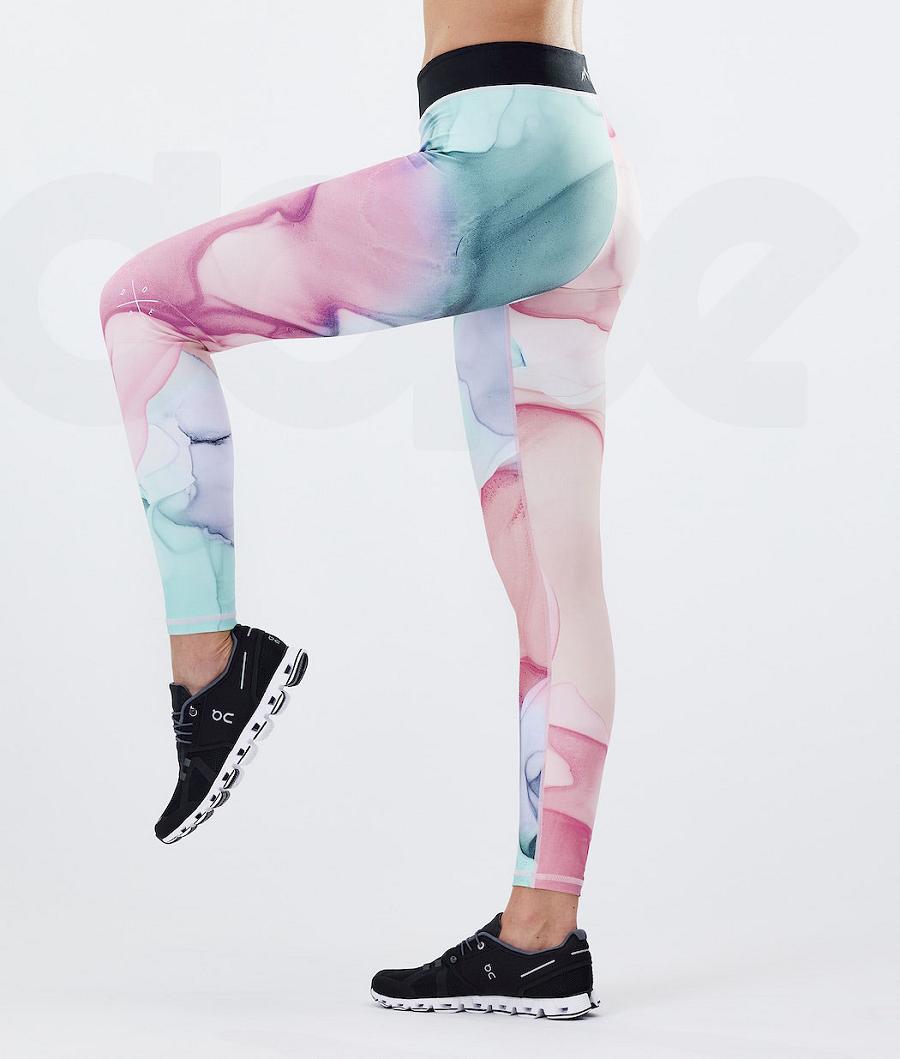 Dope Razor W Leggings Dame Lyserød Flerfarvede | DKAP3825