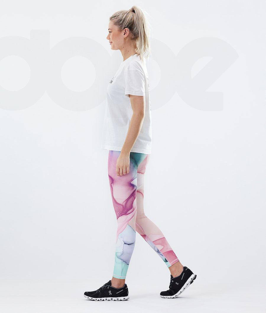 Dope Razor W Leggings Dame Lyserød Flerfarvede | DKAP3825