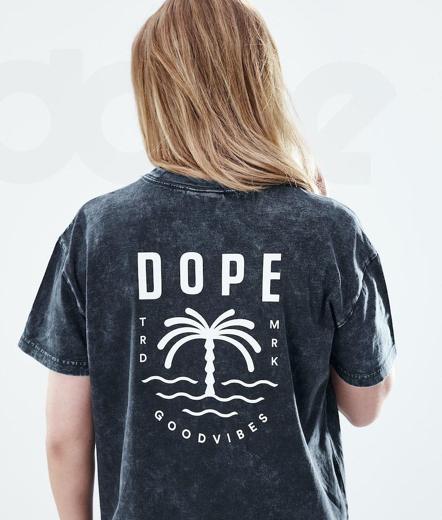 Dope Regular Palm Bleached T Shirts Dame Sort | DKHK3767