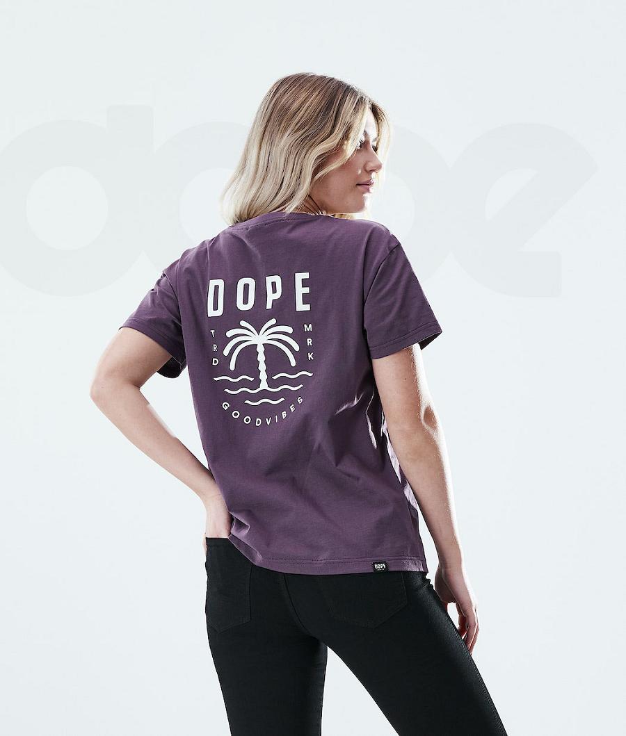 Dope Regular Palm T Shirts Dame Lilla | DKKI3765