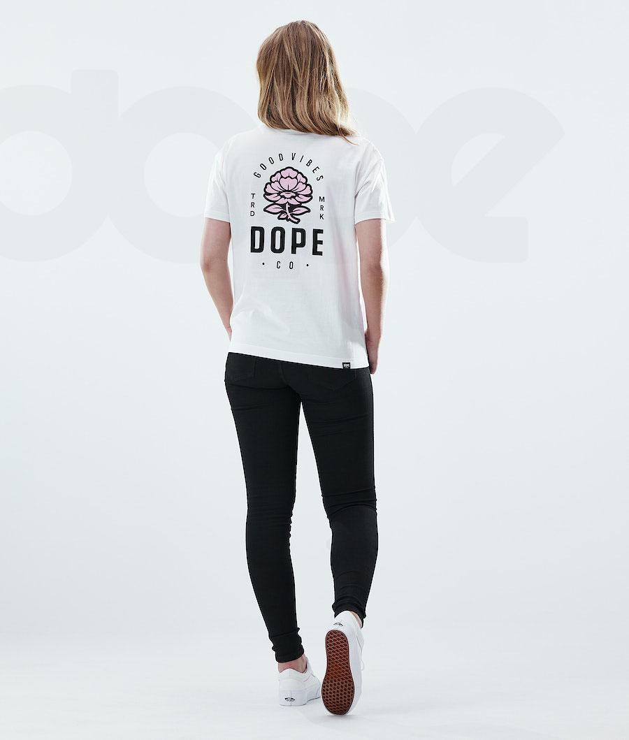 Dope Regular Rose T Shirts Dame Hvide | DKSO3772