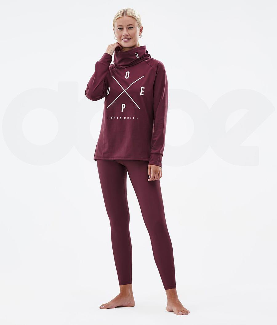 Dope Snuggle W 2X-Up Baselayer Top Dame Bordeaux | DKHK3890