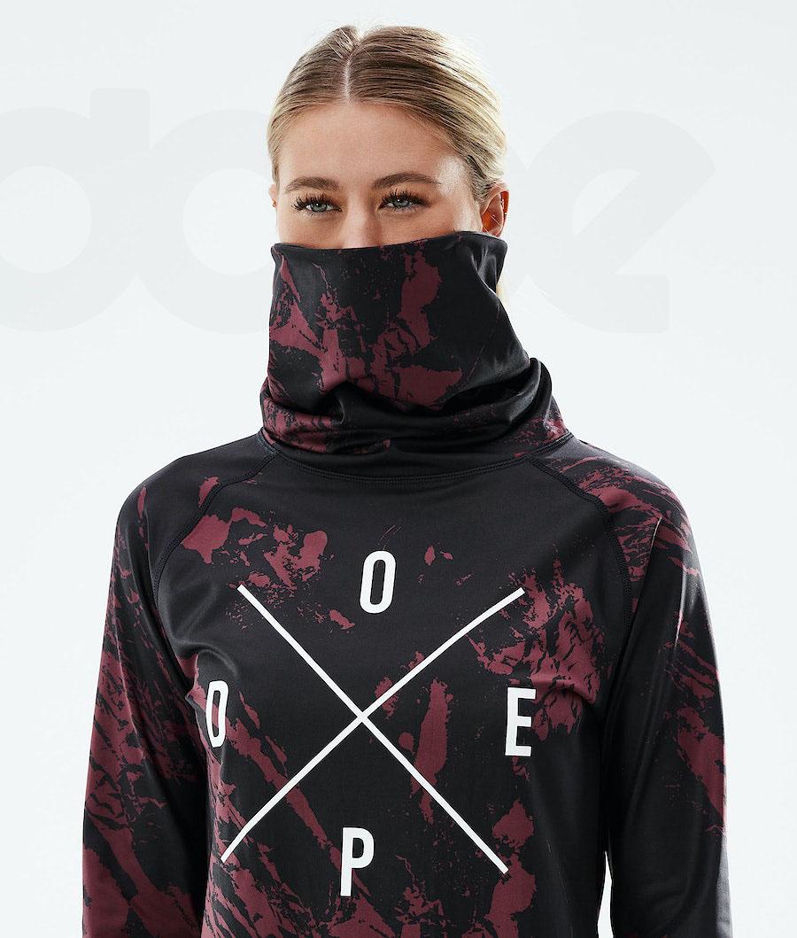 Dope Snuggle W 2X-Up Paint Baselayer Top Dame Bordeaux | DKSO3901