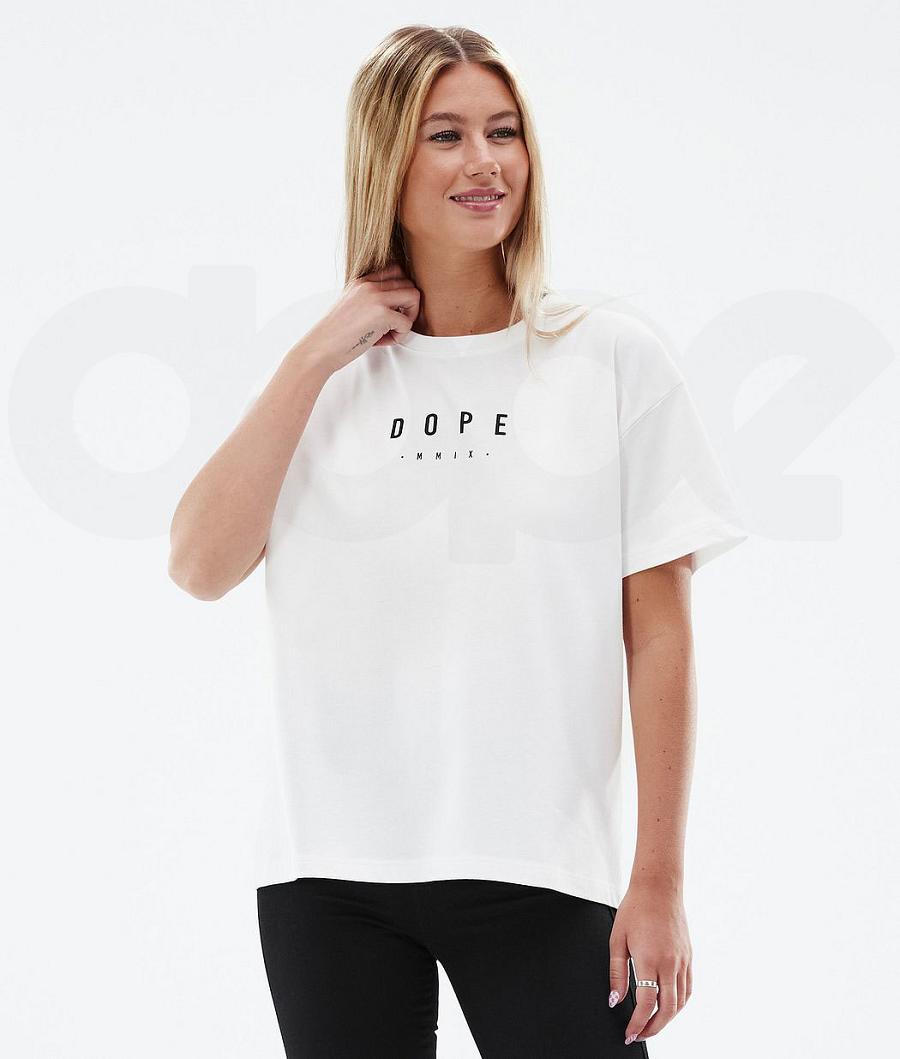 Dope Standard W Peak T Shirts Dame Hvide | DKUT3777