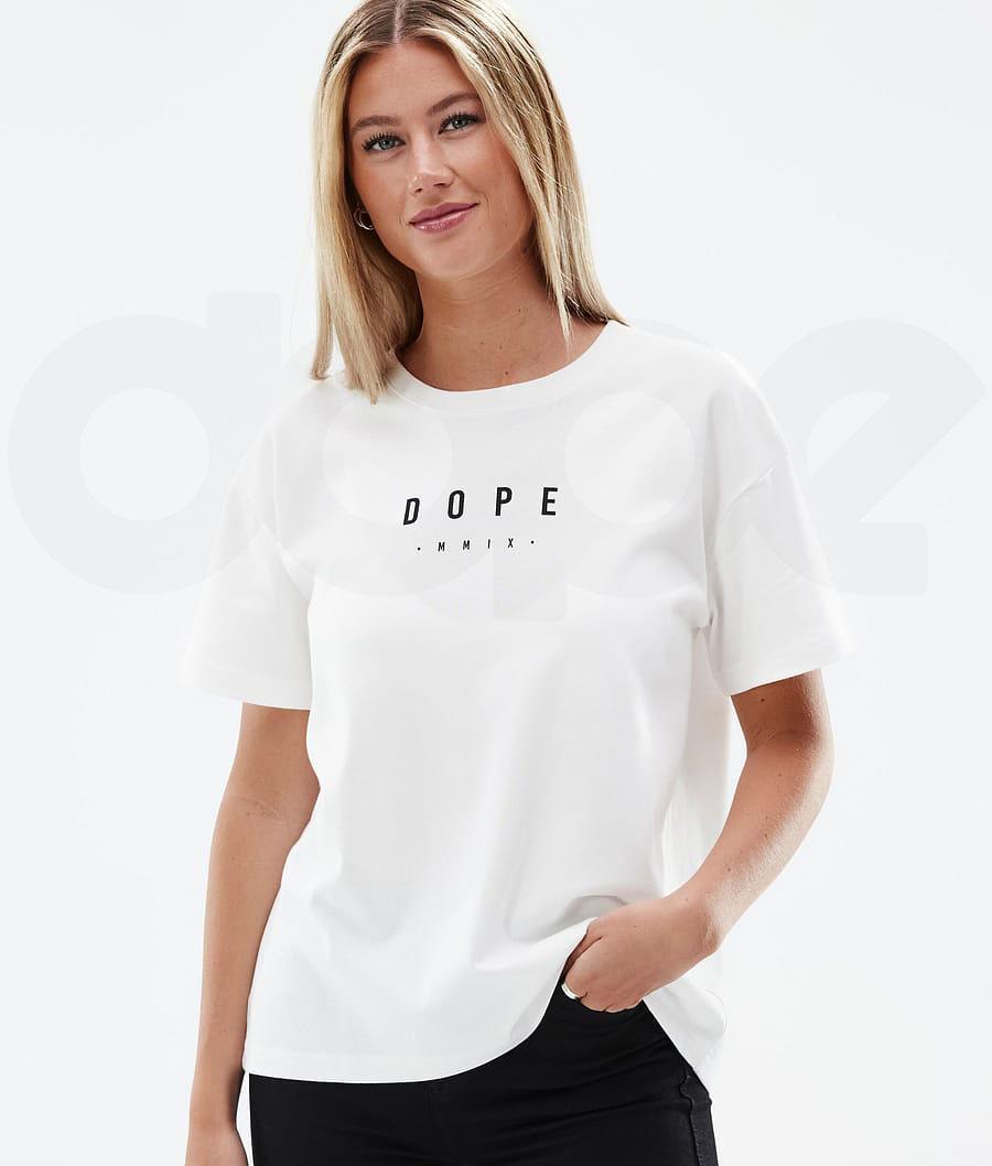 Dope Standard W Peak T Shirts Dame Hvide | DKUT3777